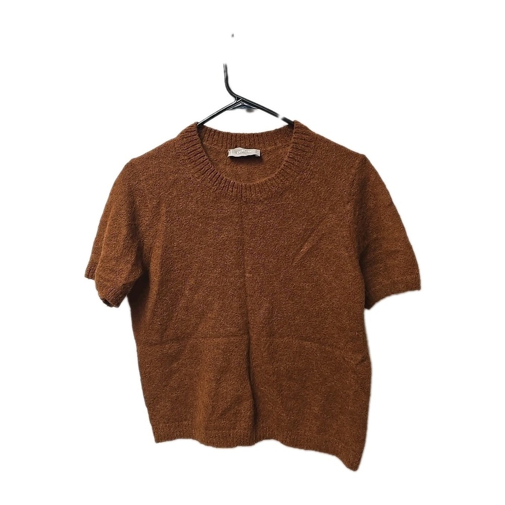Everlane Air Alpaca Short Sleeve Sweater Saddle Brown Wool Blend Large Soft Knit